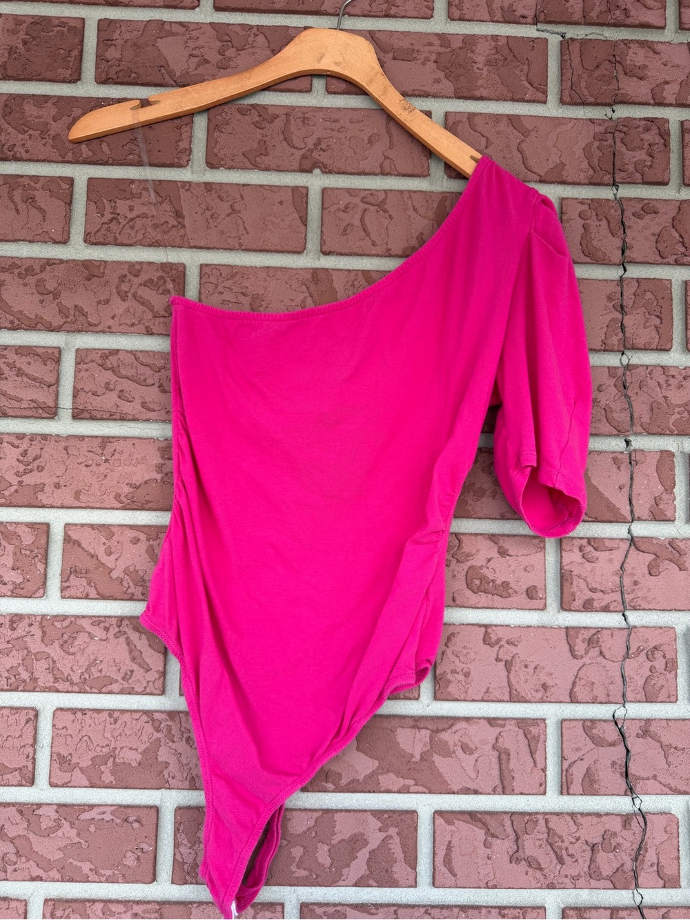 Timing One-Shoulder Hot Pink Bodysuit